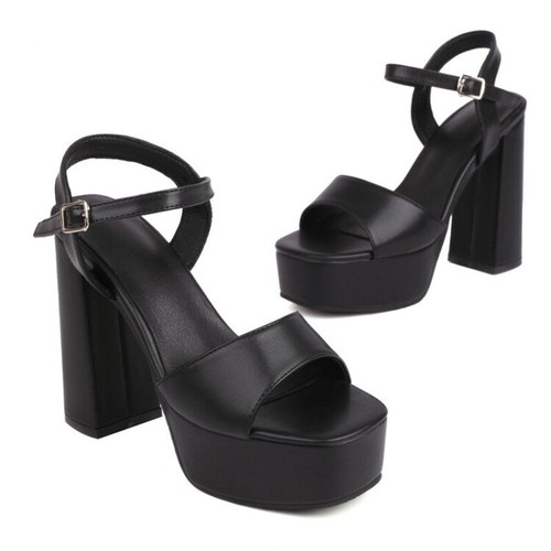 Womens Summer PU Leather Buckle Straps Block Heels Platform Casuals Sexy Sandals - Bild 16 von 26