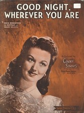 Good Night Wherever You Are Sheet Music Piano Voice Guitar 1944 Ginny Sims