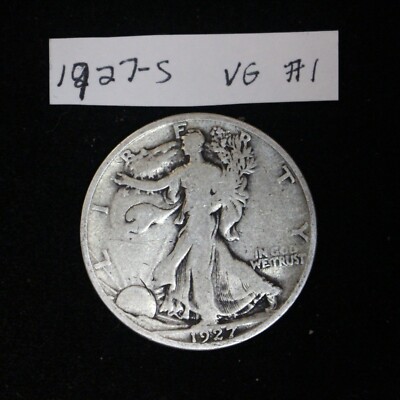 1927-S Walking Liberty Half Dollar Full Date & Rims VG #1