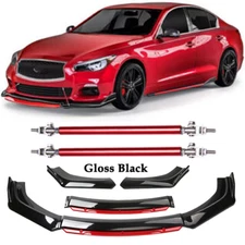 For INFINITI Q50 Front Bumper Lip Body Kit Splitter Spoiler Glossy Black Red