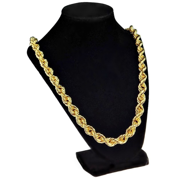Men's 14K Gold Plated Rope Chain 30" x 12mm Thick 1980's Rapper Hip Hop