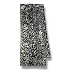 Vtg Zebra Leopard Rectangular Scarf 60  X 13  Unisex Gold Neck Scarve Blck White
