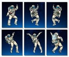 Astronaut Outer Space Decor Spaceman Decoration -6 Unframed 8x10 Room Wall Art