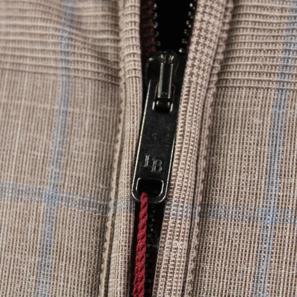 Chaleco Luciano Barbera Nuevo con Etiquetas Lana/Seda/Lino Talla 52 (L EE. UU.) en Beige con Cuadros Azules Foto 2 de 4