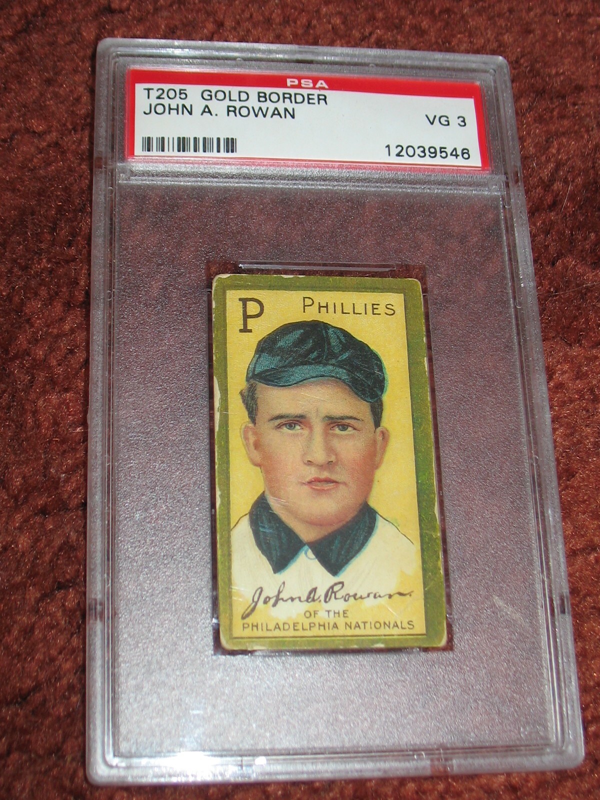 1911 T205  John Rowan PSA VG 3 ~ Philadelphia Phillies~ Honest Long Cut
