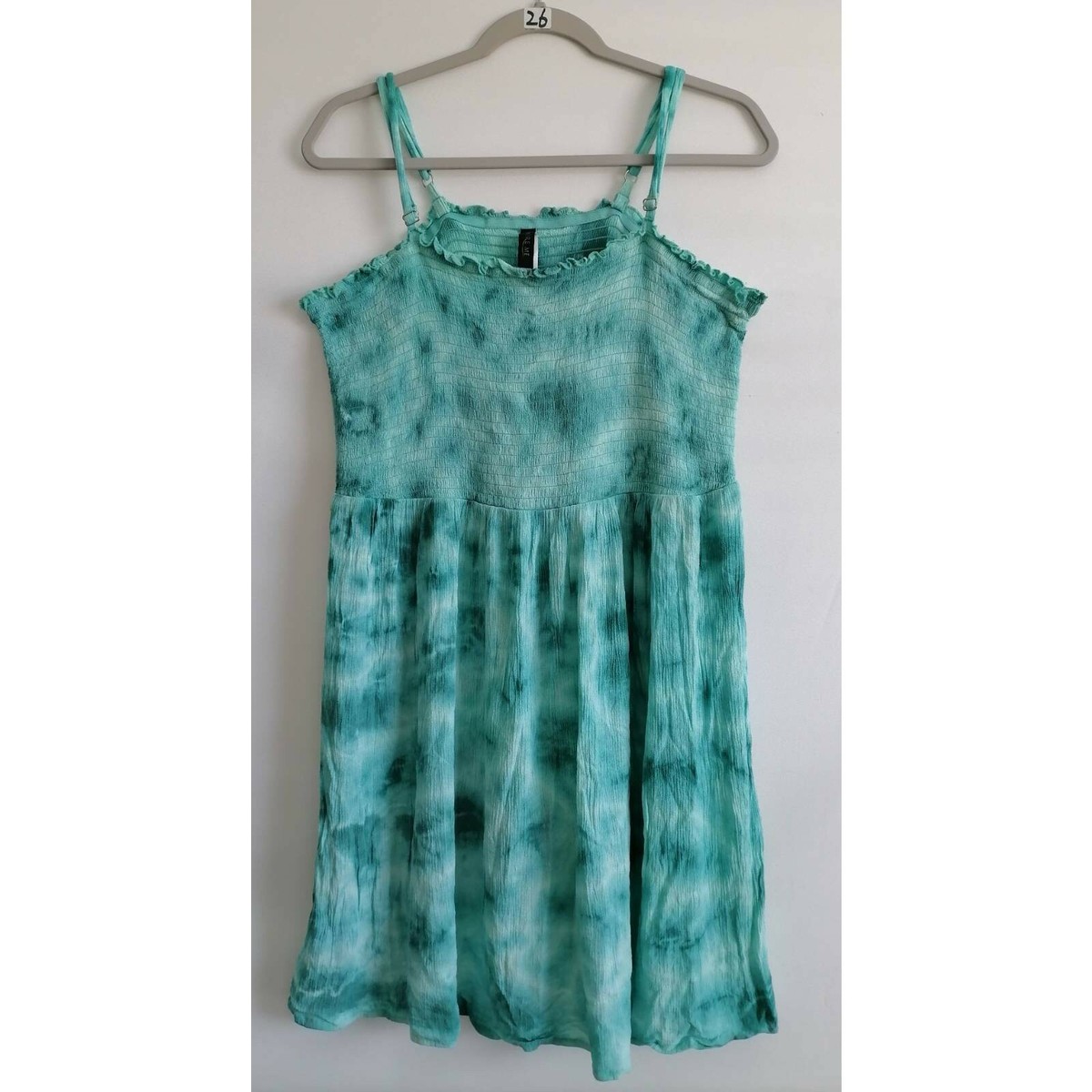 Adore Me Womens Bebe A Line Dress Green Tie Dye Smocked Spaghetti Strap  Plus 2X | eBay