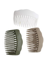 Vtg 1980's Trio of Hair Combs GRAY, WHITE AND ARMY GREEN Hong Kong