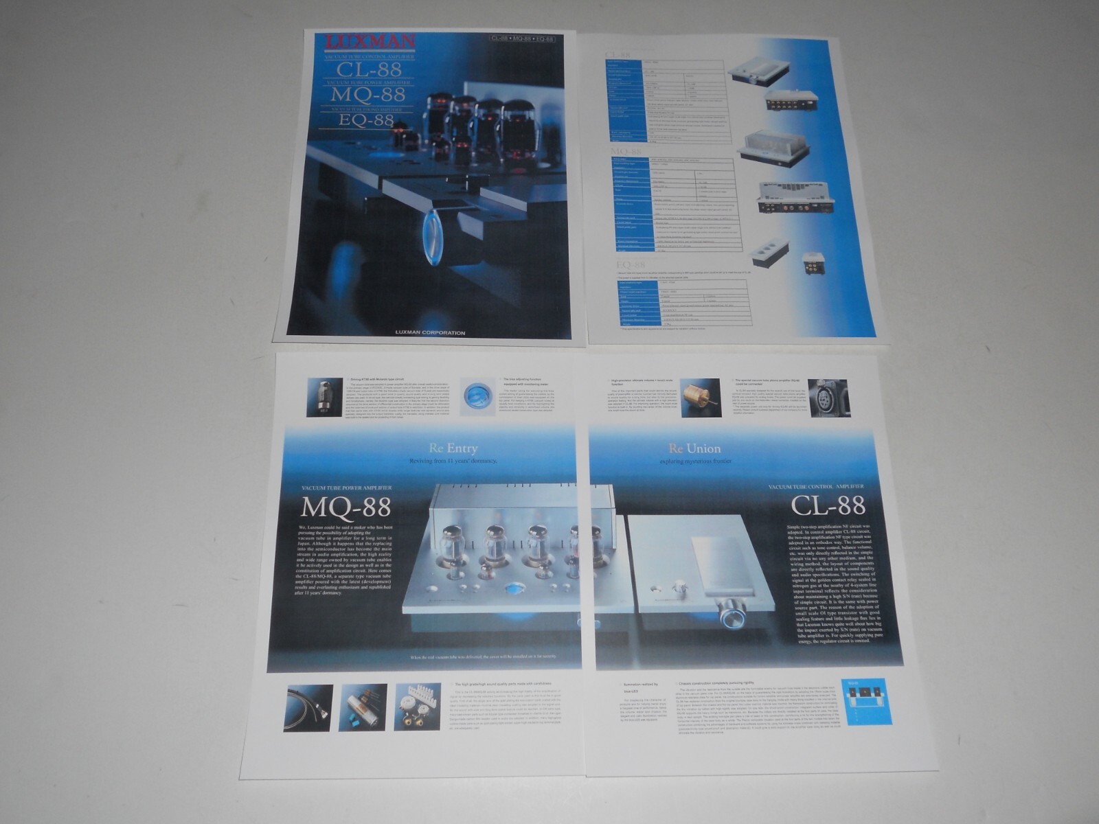 Luxman MQ-88, CL-88, EQ Amplifier, Pre Brochure 2018 4 pages