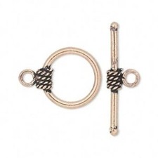 2 Sets Fancy Antiqued Solid India Copper Rope Toggle Necklace Clasps Findings