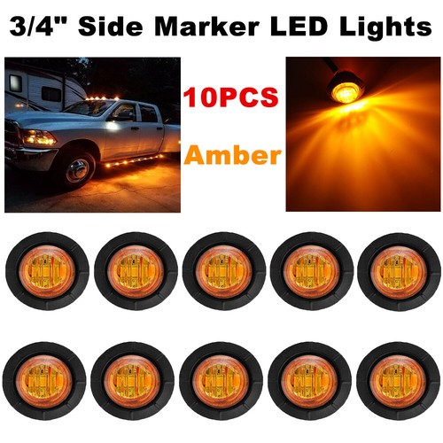 10x Amber Mini Round 3/4'' LED Bullet Light Waterproof Boat Truck