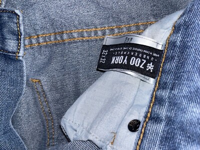Vintage Distressed Zoo York Denim Jeans 32x32 Ripped Faded Blue 
