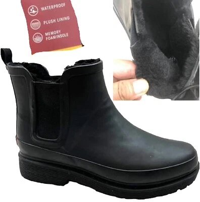 DAMEN KNÖCHEL WELLINGTON WELLIES WASSERDICHT PELZ GEFÜTTERTE WARME SCHNEESTIEFEL GRÖSSE