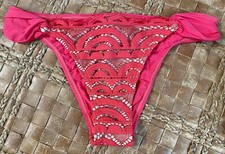 PQ Swim Lace Fanned Teeny Bikini Bottom Size Large PilyQ Crimson