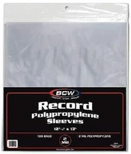 (100) BCW 33 1/3 Record Album LP Poly Sleeves Covers