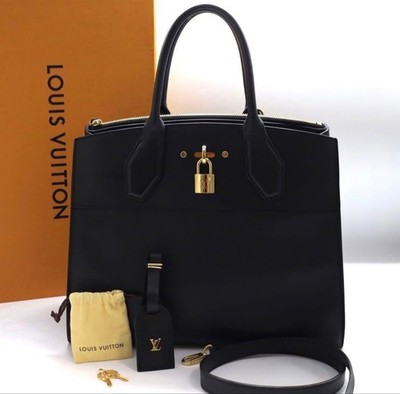 Louis Vuitton M53015 Black Grained Calf City Steamer MM 2WAY