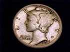 1916-S  Mercury Dime,  Very Good Grade.