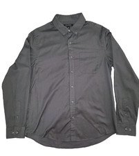 Port Authority Shirt Mens Medium Charcoal Grey Long Sleeve Button Down