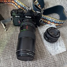 Vivitar XV-2 SLR Film Camera Black with 28mm f/2.8 Wide Angle  Telephoto Lens