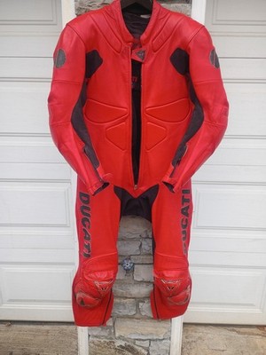 Vintage 2000s Mens Dainese Ducati Red Leather Armored Motorcycle