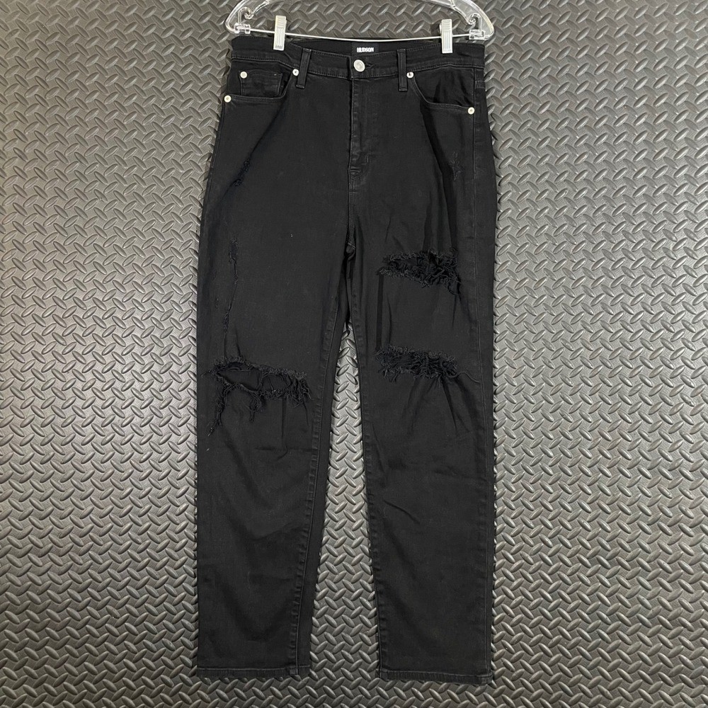 Hudson Zoeey High Rise Ankle Straight Black Distressed Jeans Women's Size 29