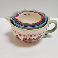 Pioneer Woman 4Pc Classic Charm Measuring Bowls Cups Stoneware Floral Kitchen