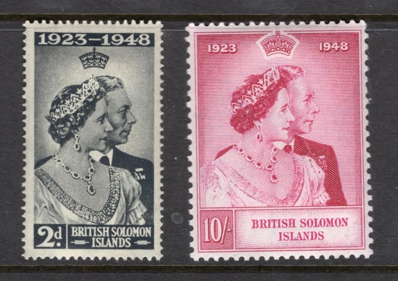 Solomon Islands 1949 KGVI Silver wedding Set - OG MH - Sc# 82-83  No Reserve!