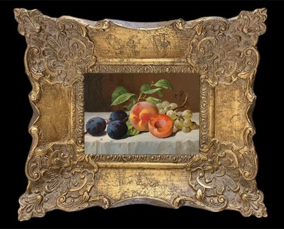 Gerahmtes Original Ölgemälde auf Leinwand Obst signiert & gelistet vom Künstler