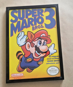 Nintendo Super Mario Bros 1 2 3 NES Framed A4 Art Prints x3 Black Wooden Frames