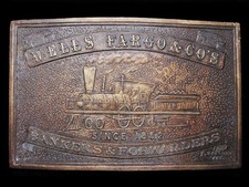 LL03150 VINTAGE  WELLS FARGO  CO. RAILROAD  BRASS FANTASY COLLECTOR BUCKLE