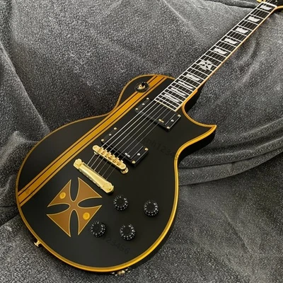 Guitare Électrique Iron Cross Frettes Arrondies Noir Satiné Manche en C - Photo 1/4