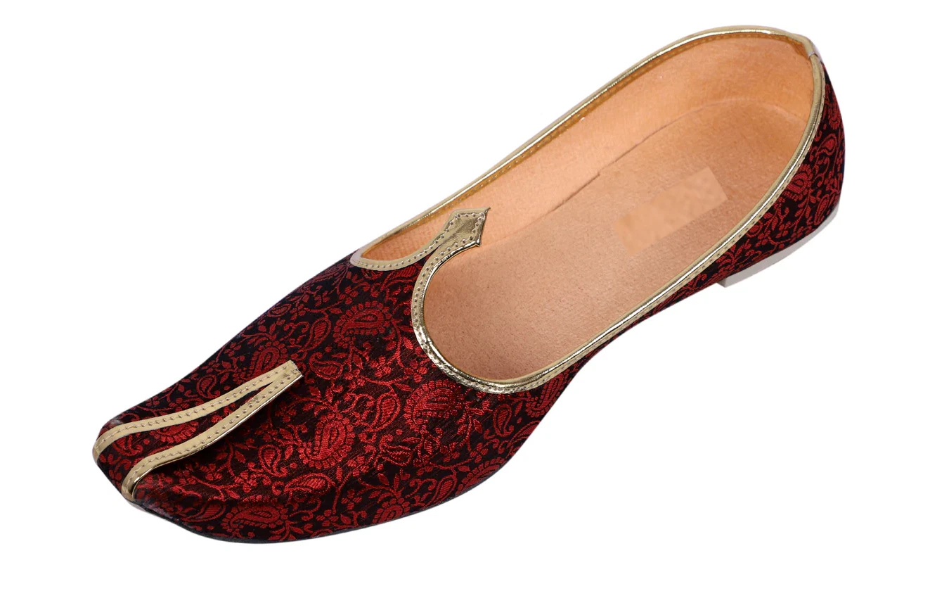 Mens flat jutti wedding mojari sherwani ethnic shoes US size 8-12 petal maroon