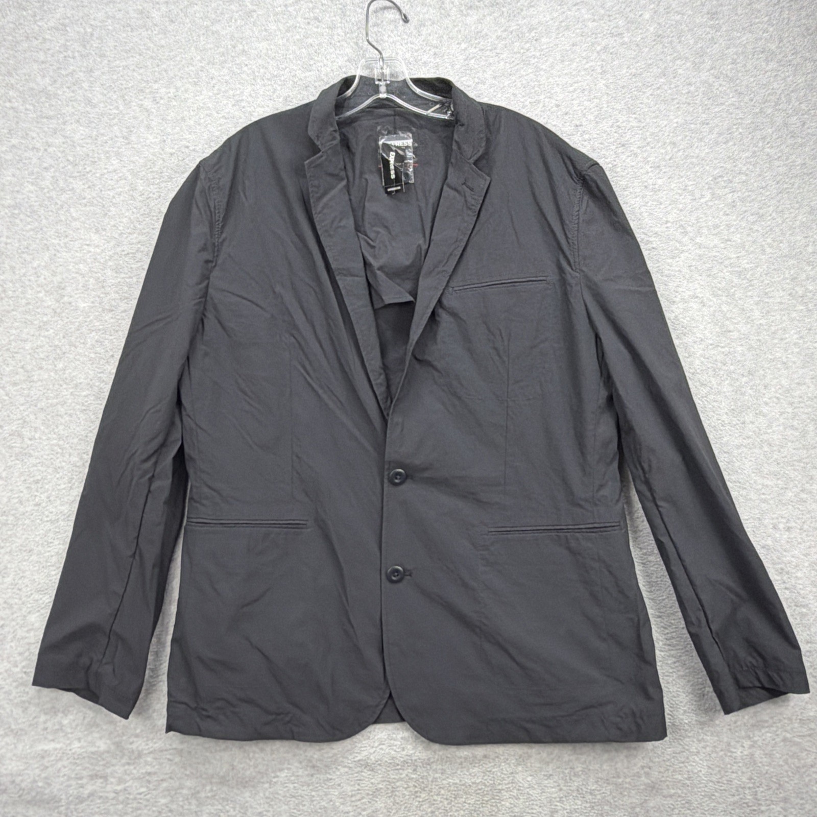 Express Blazer Mens Large Black Performance Sport Coat Jacket Unstructured NEW