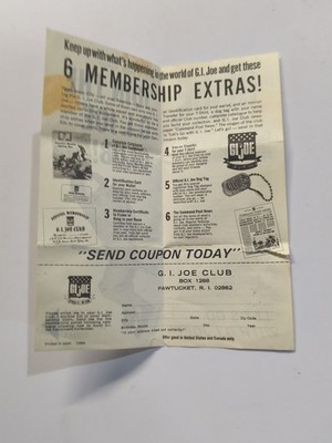 Vintage 1964 Hasbro GI Joe Join The GI Joe Club Pamphlet Toy Insert Paper