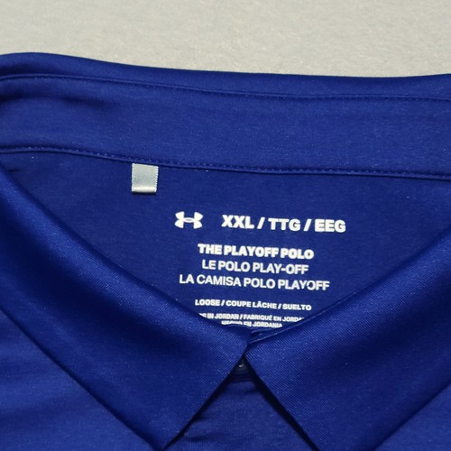 Under Armour Shirt Mens 2XL Playoff Golf Polo Loose Short Sleeve Stretch Blue - Picture 3 of 8