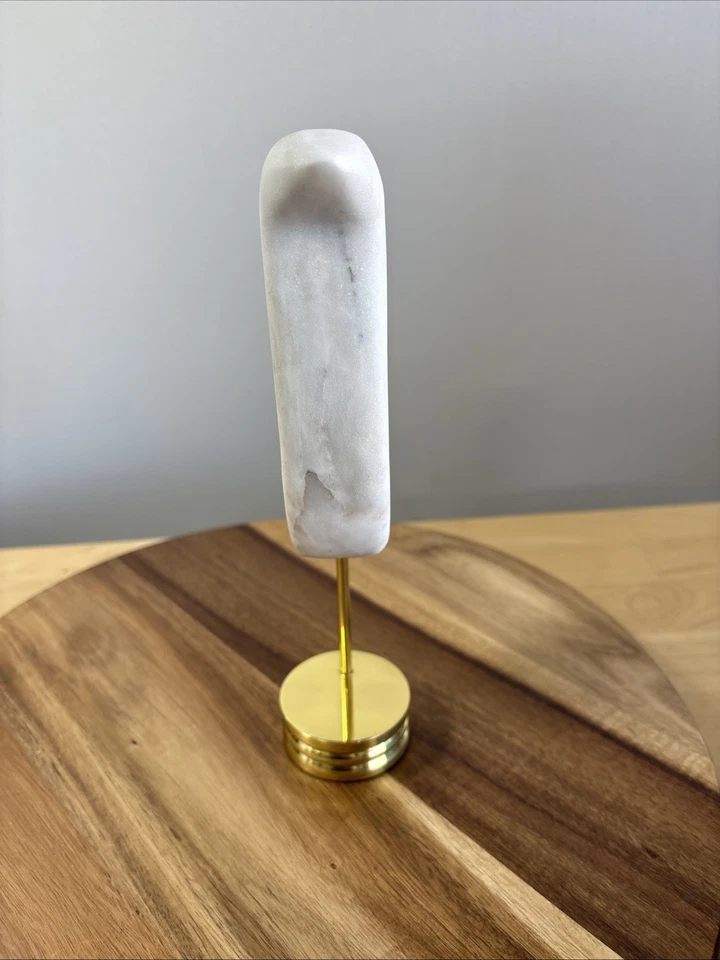 Pisapapeles West Elm Mid-Century moderno mármol pájaro objeto canario latón MCM Foto 4 de 4