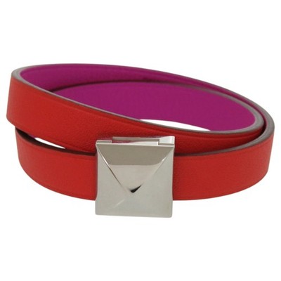 AUTHENTISCHES HERMES Dubrutur Medor Infinibracelet orange/lila Leder/Metall