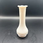 VINTAGE RANDALL WHITE MILK GLASS 6” RIBBED BUD VASE PETAL RIM