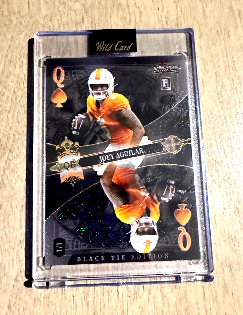 Joey Aguilar #1/1 Black and Orange Mirrored Rookie Card - Queen of Spades (2026)