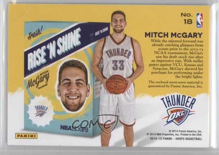 2014-15 NBA Hoops Rise 'N Shine Memorabilia Mitch McGary #18 Rookie RC - Image 2 of 2