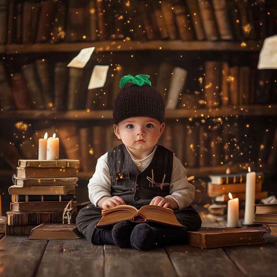 Sombrero mandrágora bebé de 16 a 18 pulgadas gorro de Halloween modelado tejido a mano marrón B Foto 4 de 4