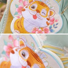 Cute Embroidered Hanfu Pouch Chinese Tiger Head Bag Beaded Chain Gift Kids
