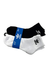 Adidas Youth Quarter Ankle Socks Black  White Pack of 6 Size 5Y-7Y L EV6421B