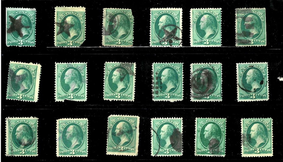 Collection 42 Sc #147 158 184 207 Shades Fancy Cancels 3 Cent Washington US 32-6 - Image 2 of 4