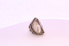 Silver Plated Ring For Women Girl With Natural Rose Quartz Gemstone P122