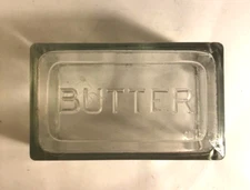 Vintage Solid Thick Embossed Clear Glass Lid Butter Dish Block 6"x 3.5” Heavy