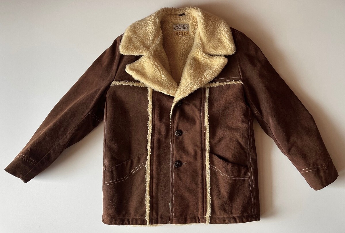 Vintage Grais Split Cowhide Jacket Men 42 Tailored Leather Fleece