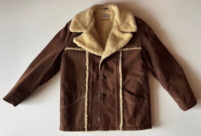 Vintage Grais Split Cowhide Jacket Men 42 Tailored Leather Fleece