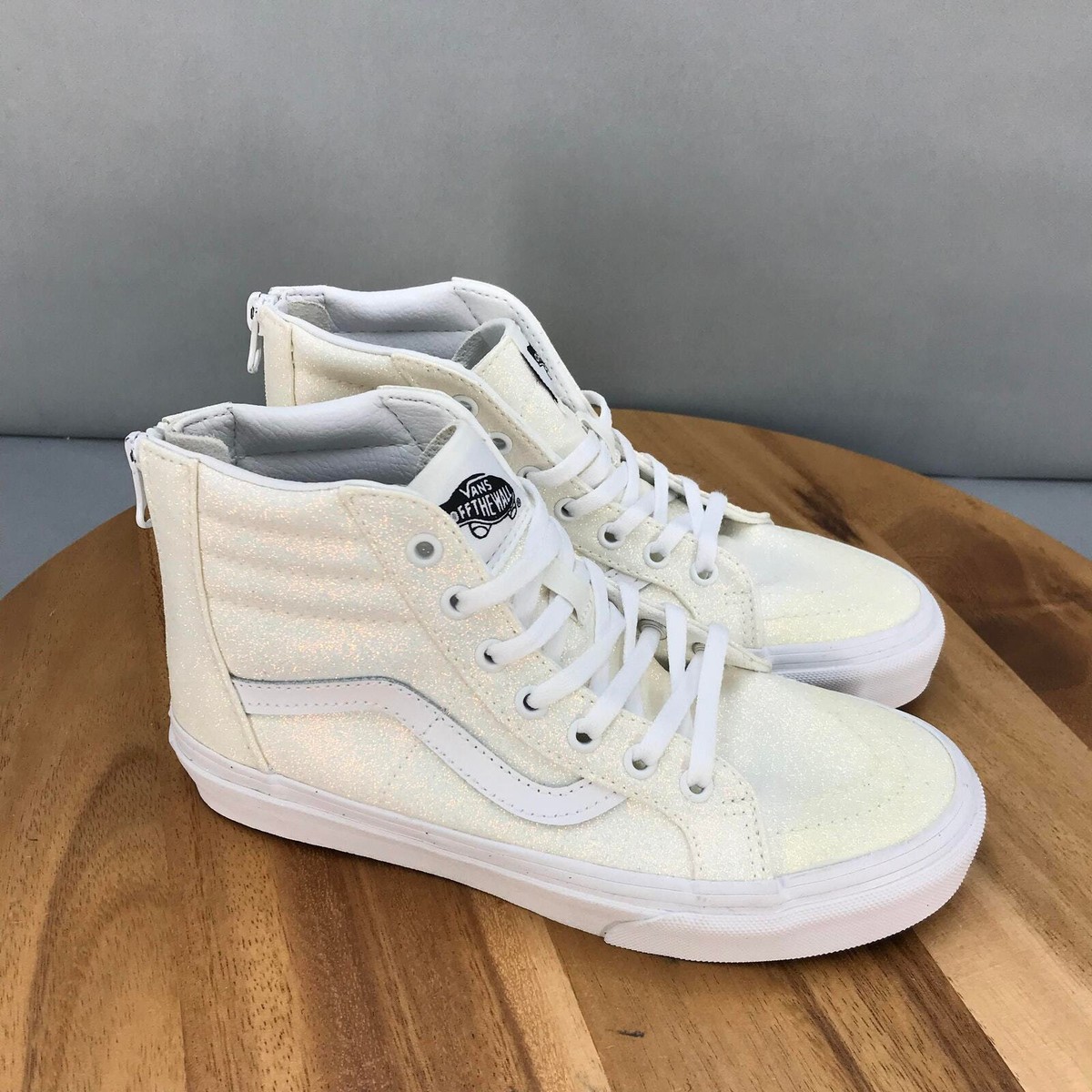 Vans Sk8 Hi Zip Skate Shoes Youth 3 Glitter Lace Up High Top