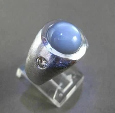 ANTIQUE 5.0CT DIAMOND & STAR SAPPHIRE 14KT WHITE GOLD 3D GYPSY MENS RING #20279