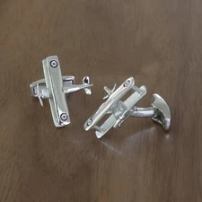 Handmade Airplane Biplane Design 935 Argentium Silver Classical Cufflink For Men